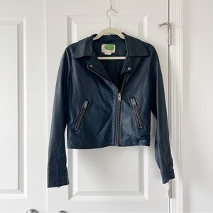 Anthropologie Navy Leather Jacket
